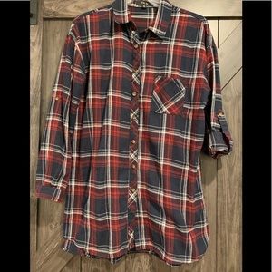 Plaid button up tunic